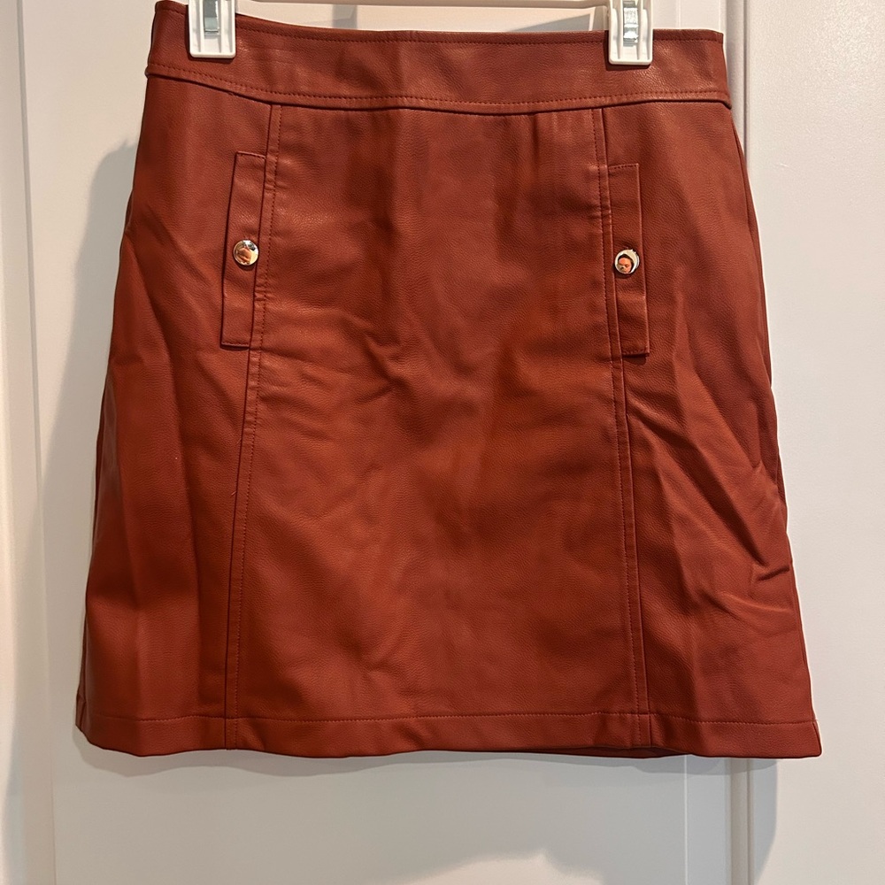 LOFT Brown Leather-like Mini Skirt Casual